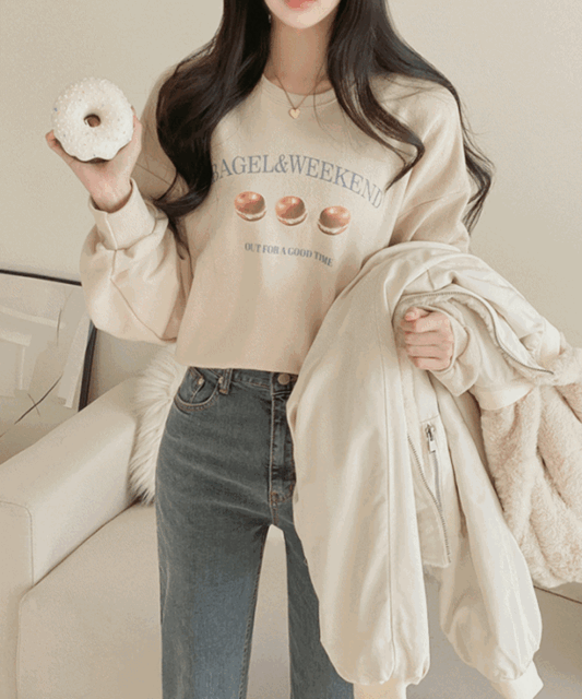 도넛 크롭 맨투맨 - 2color